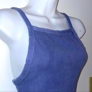 Free People Blue Ribbed Tank Top
